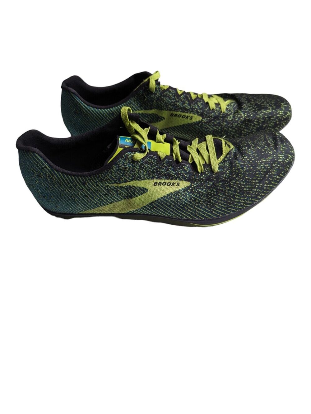 Size 13 Brooks Men's Mach 19 Track Shoes, Black/Shoots/Blue Grass 1103211D065